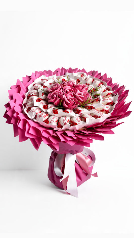 Raffaello-Strauß „Pink Romance” mit Seifenrosen